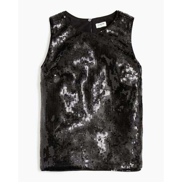 NWT J. Crew Factory Black Sparkly Sequin Shell Sz XS - Picture 1 of 5